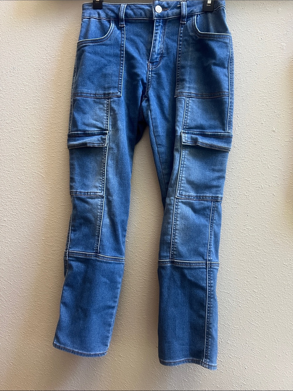 Vintage - Women's Straight Leg Cargo Jeans - short- denim